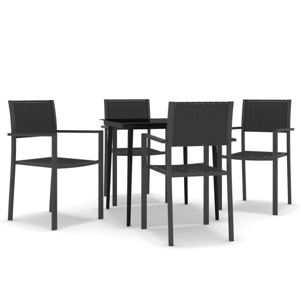 Garden Dining Set Black Powder-Coated Steel 5 Piece Light Weight. Picture 2