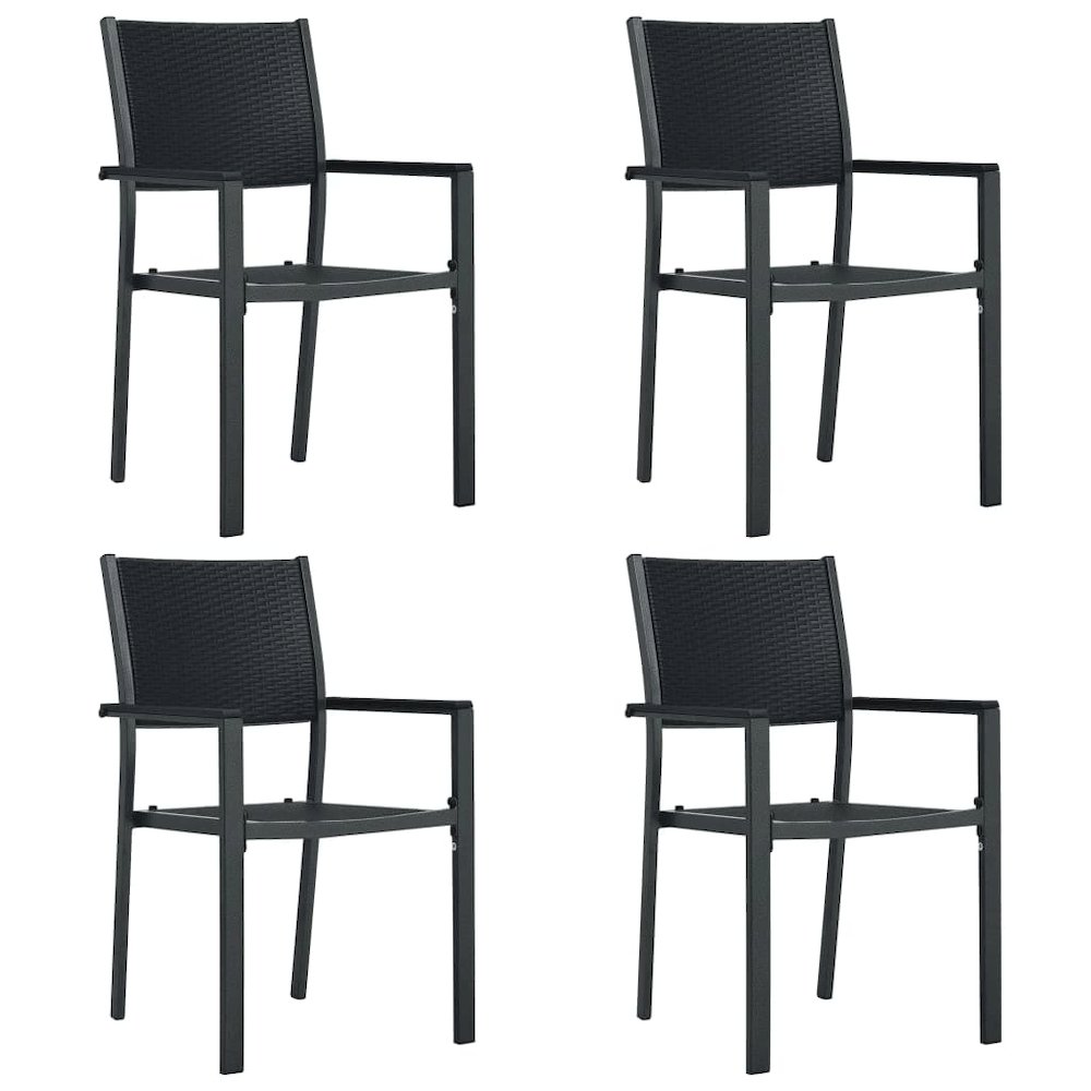 Garden Dining Set Black Powder-Coated Steel 5 Piece Light Weight. Picture 3