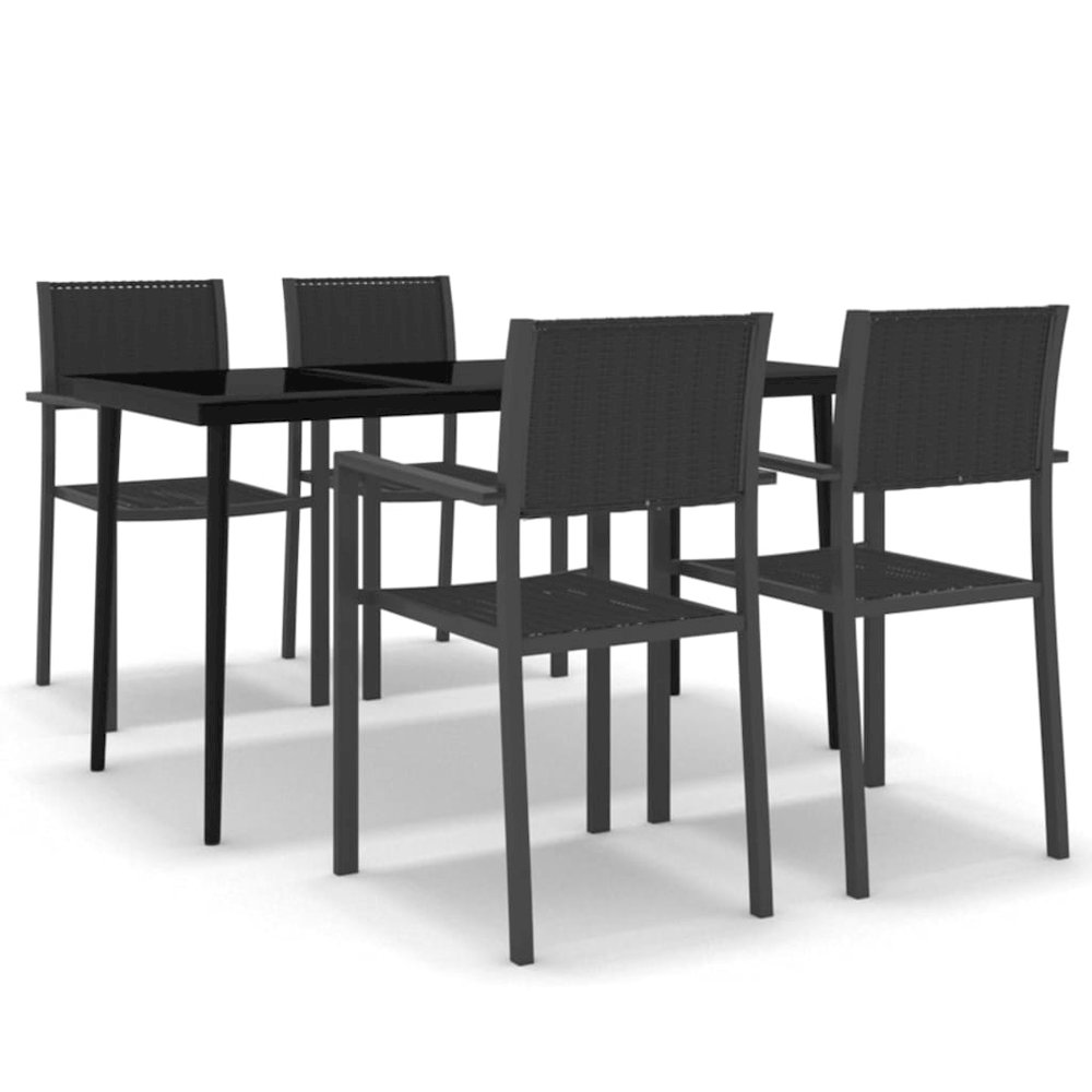 Garden Dining Set Black Powder-coated steel, glass, plastic. Picture 2