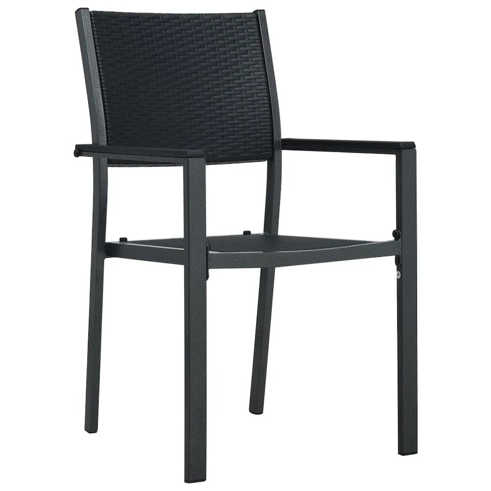Garden Dining Set Black Powder-coated steel, glass, plastic. Picture 4
