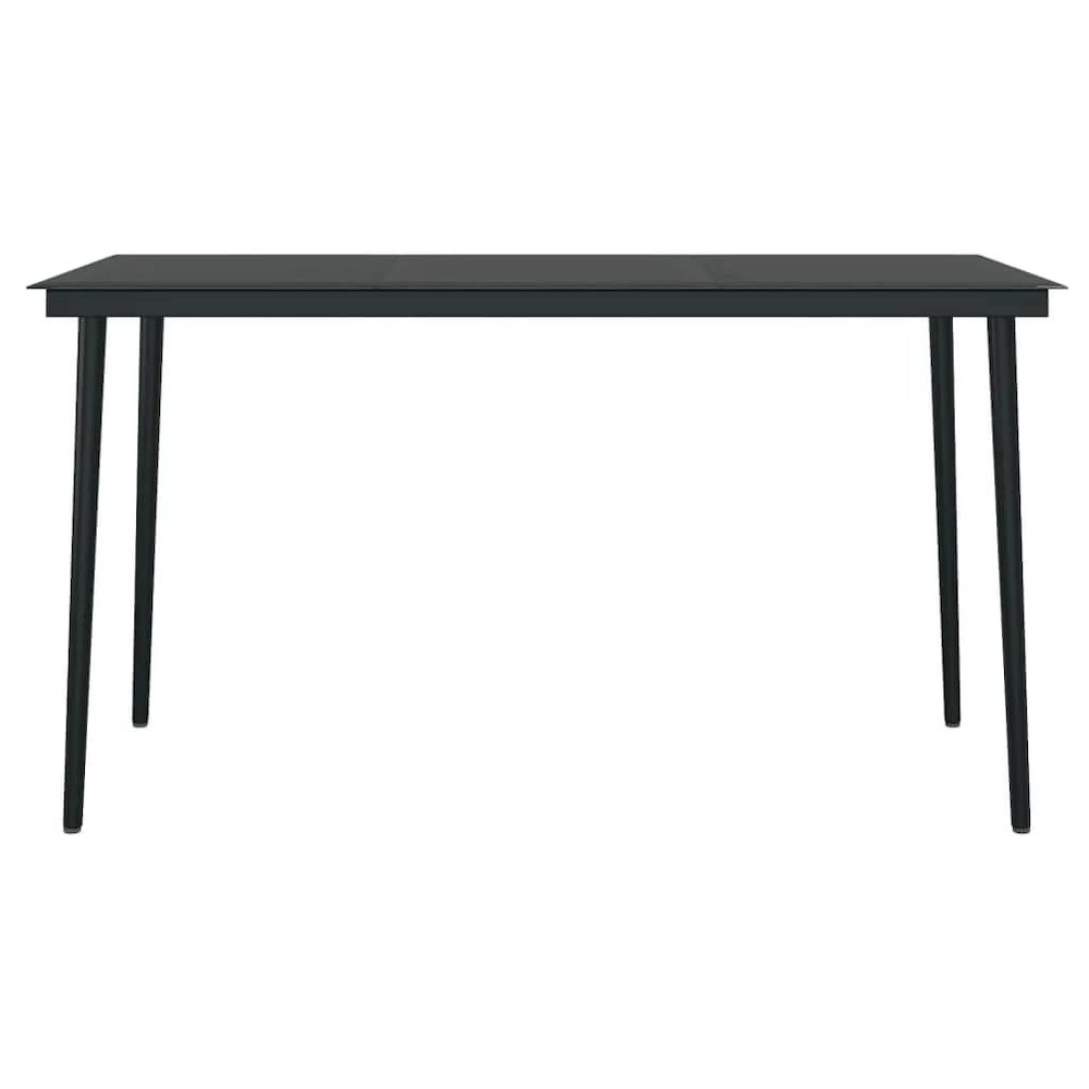 Garden Dining Set Black Powder-coated steel, glass, plastic. Picture 10