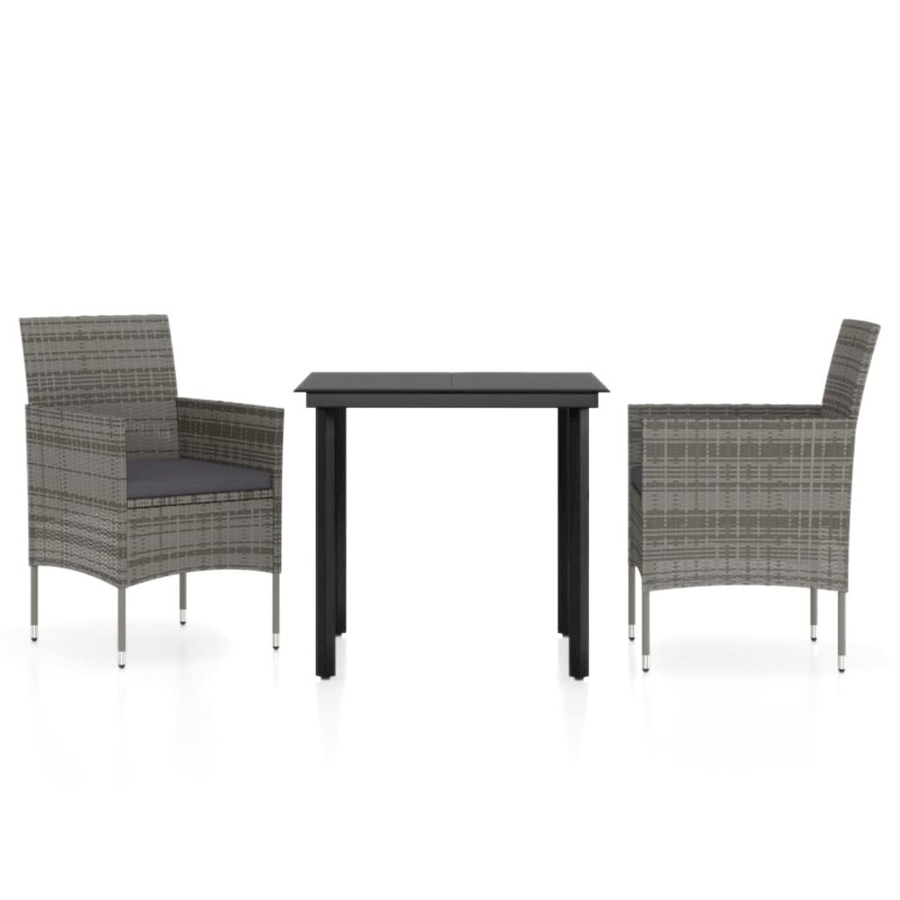 Garden Dining Set Grey and Black. Picture 2