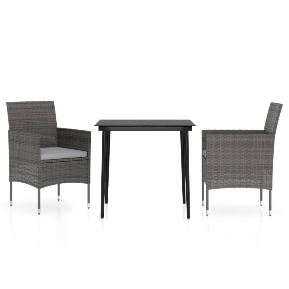 Garden Dining Set Gray and Black PE rattan Medium Durable. Picture 2
