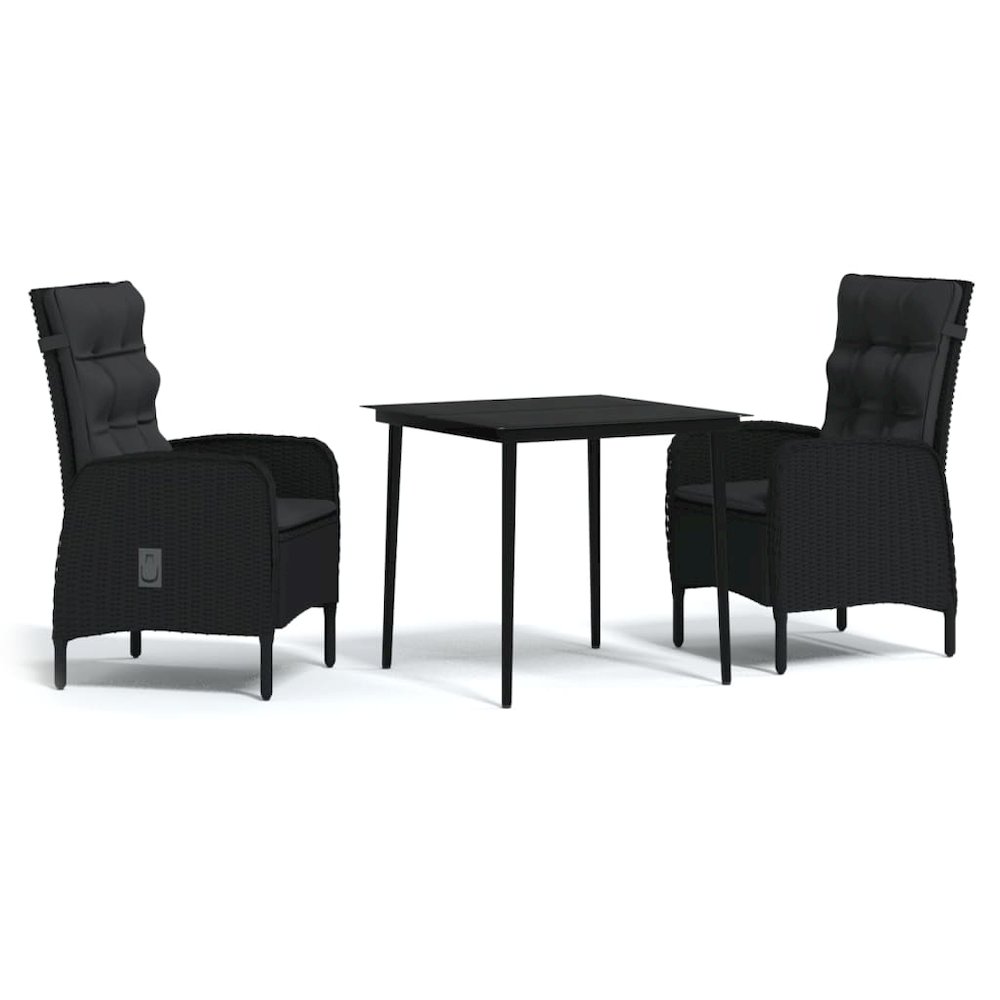Garden Dining Set Black PE rattan Standard Ergonomic. Picture 2