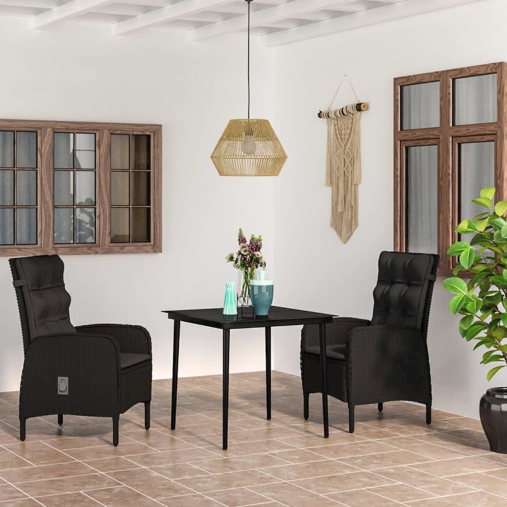 Garden Dining Set Black PE rattan Standard Ergonomic. Picture 1
