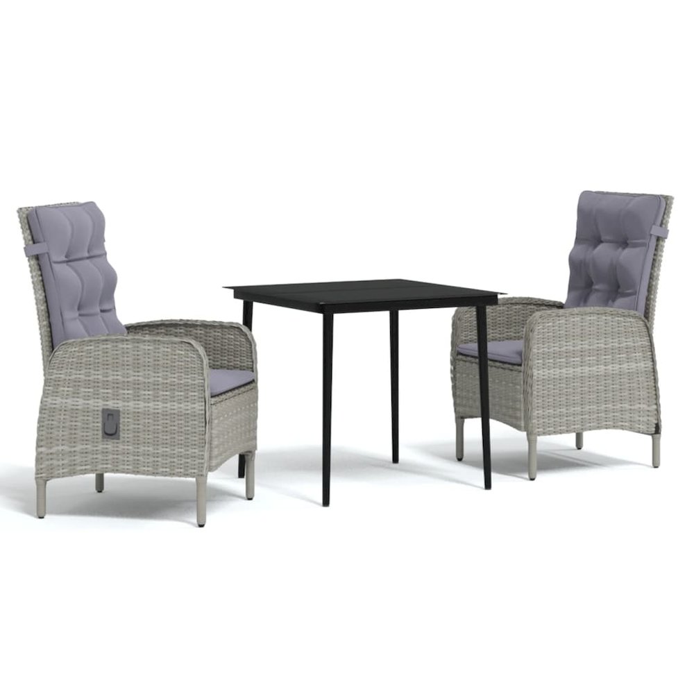 Garden Dining Set Grey and Black. Picture 2