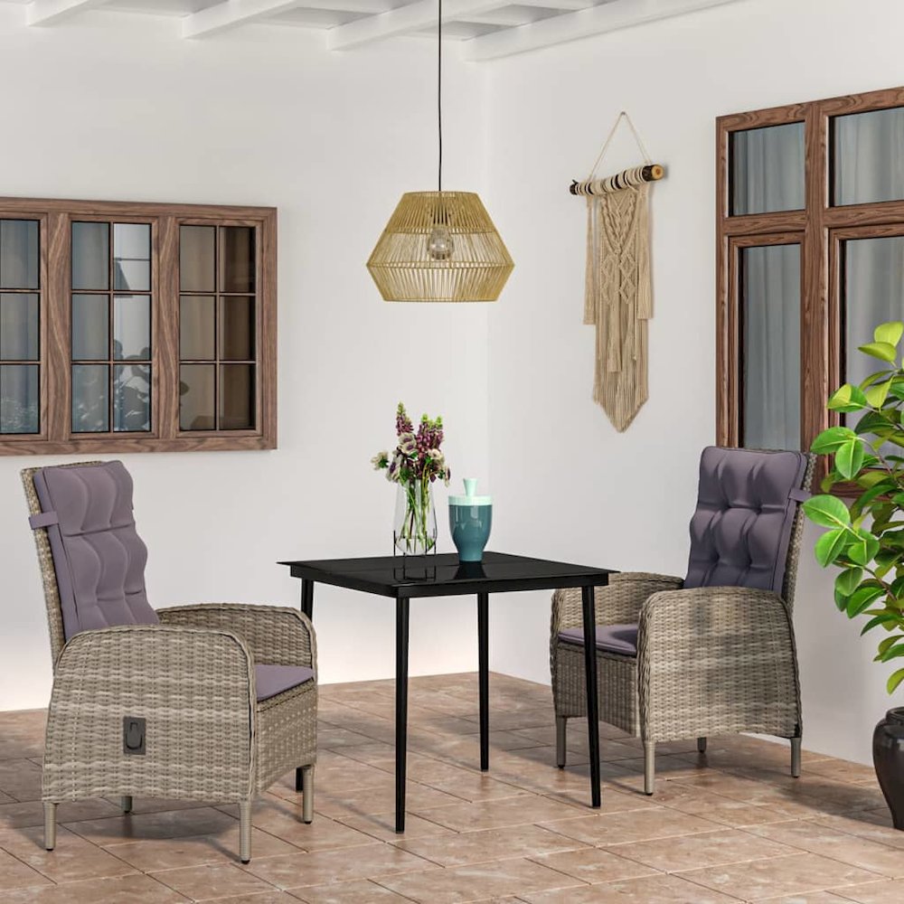 Garden Dining Set Grey and Black. Picture 1