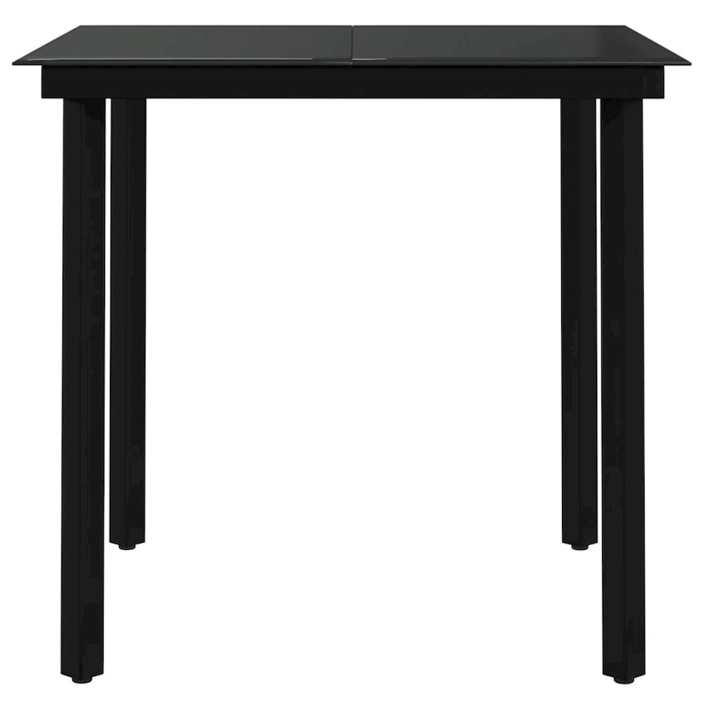 Garden Dining Set Black PE rattan, powder-coated steel, glass. Picture 6