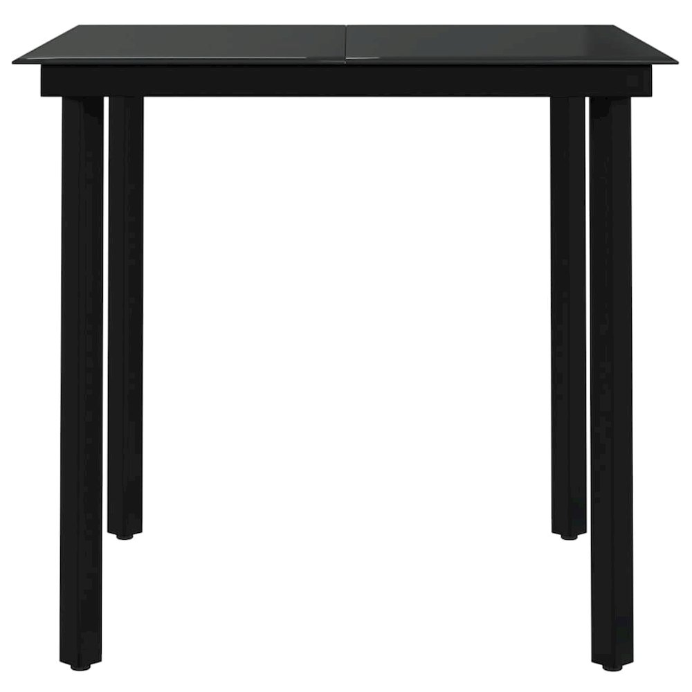 Garden Dining Set Black PE rattan, powder-coated steel, glass. Picture 6