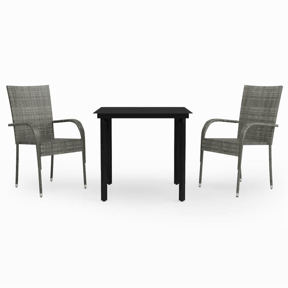 Garden Dining Set Grey and Black. Picture 2