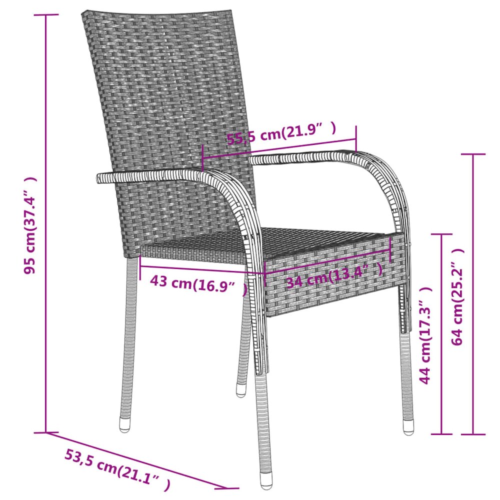 Garden Dining Set Grey and Black. Picture 8