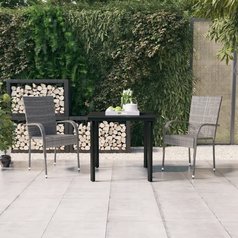 Garden Dining Set Grey and Black. Picture 1