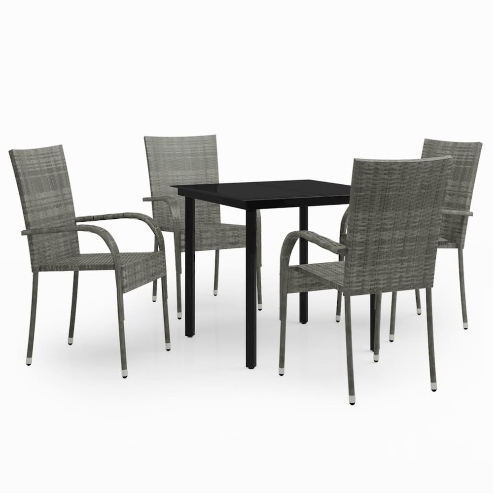 Garden Dining Set Grey and Black. Picture 2