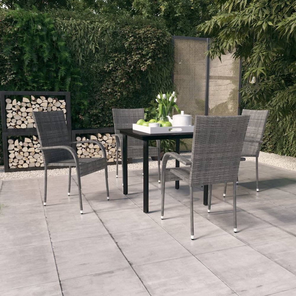 Garden Dining Set Grey and Black. Picture 1