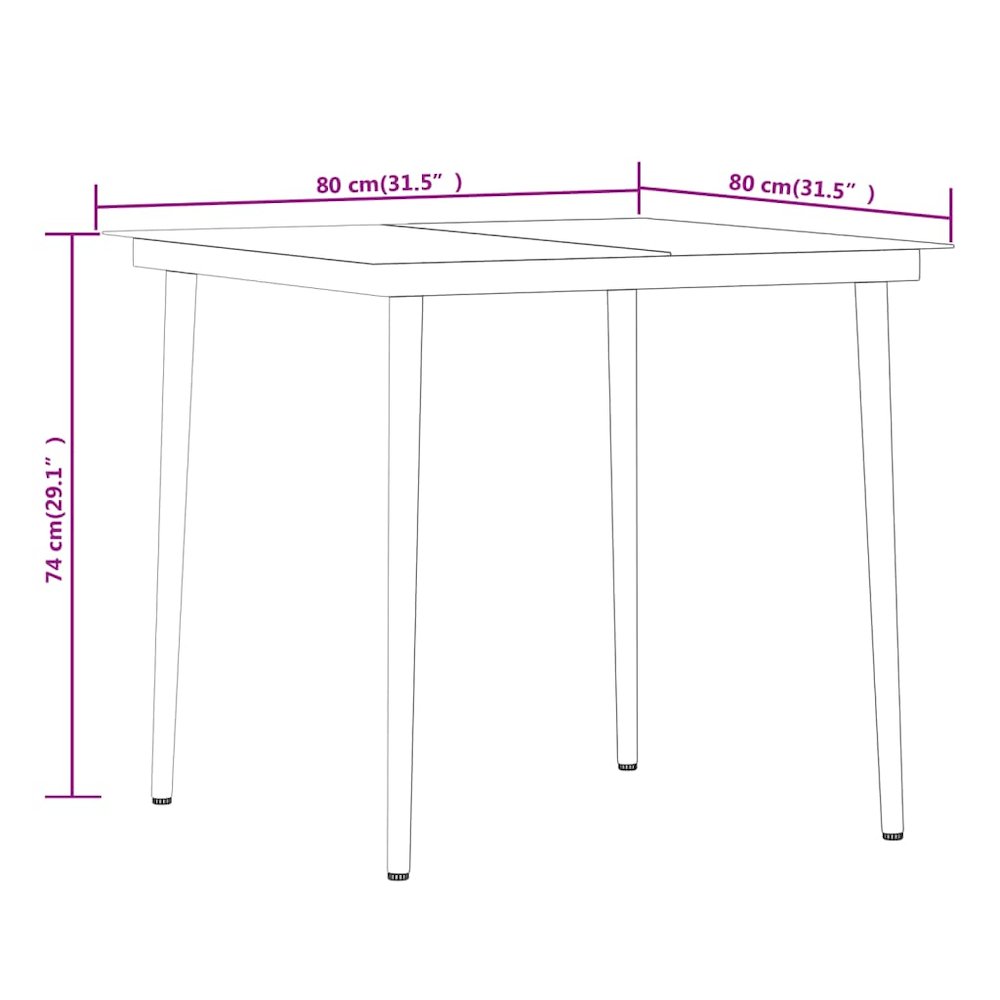 Garden Dining Set Black PE rattan, powder-coated steel, glass. Picture 7