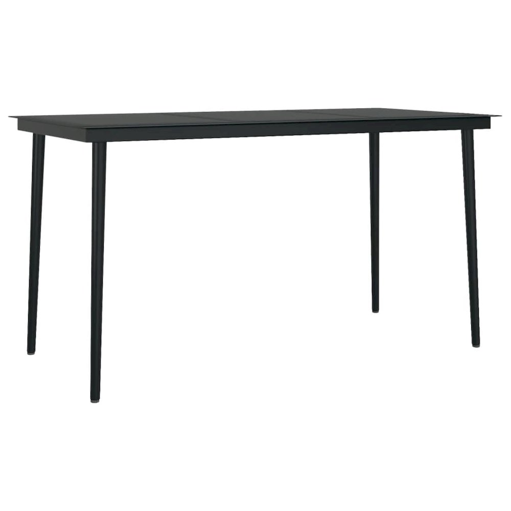 Garden Dining Set Black PE rattan, powder-coated steel, glass. Picture 3