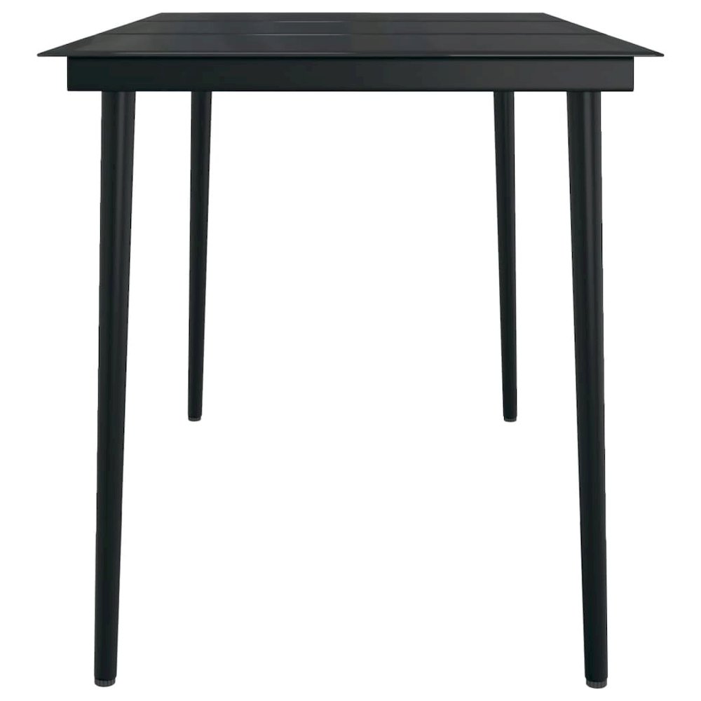 Garden Dining Set Black PE rattan, powder-coated steel, glass. Picture 5