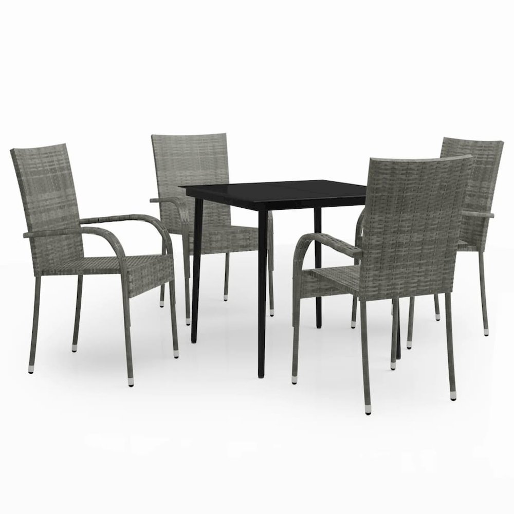Garden Dining Set Grey and Black. Picture 2