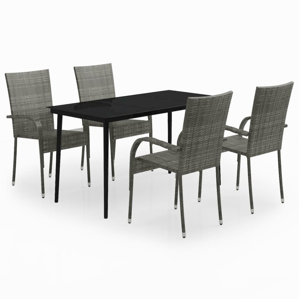 Garden Dining Set Grey and black. Picture 2