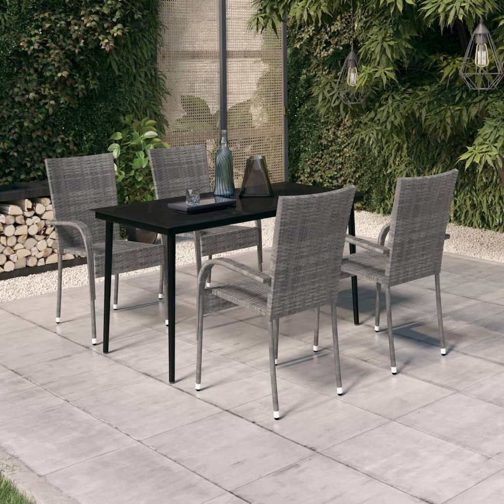 Garden Dining Set Grey and black. Picture 1
