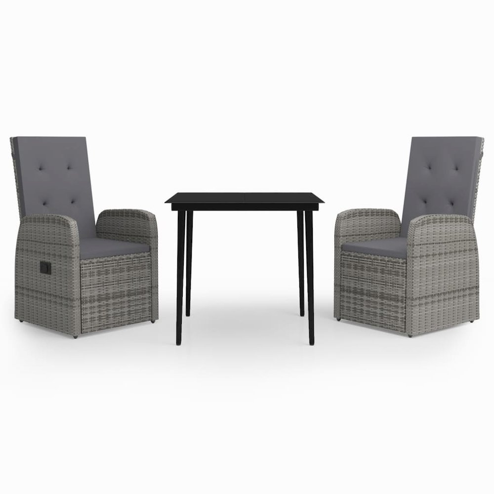 Garden Dining Set Grey and Black. Picture 2