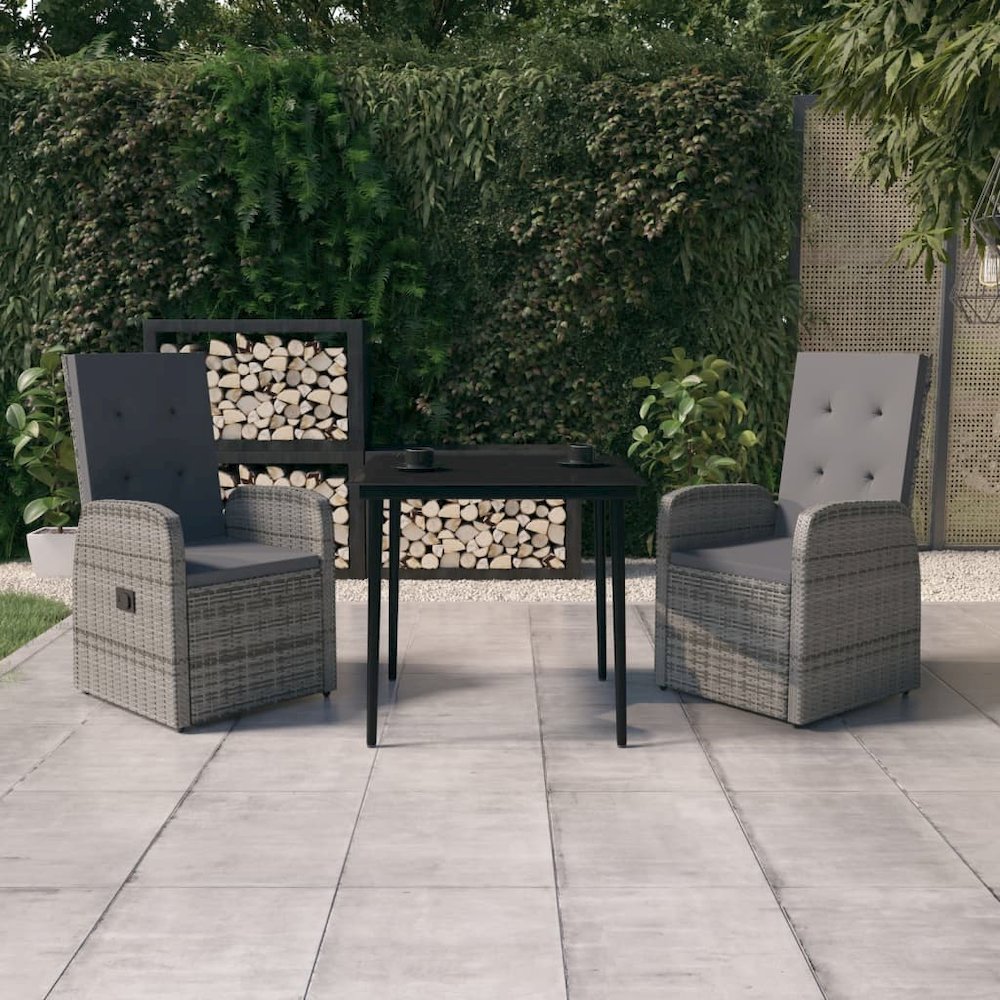 Garden Dining Set Grey and Black. Picture 1