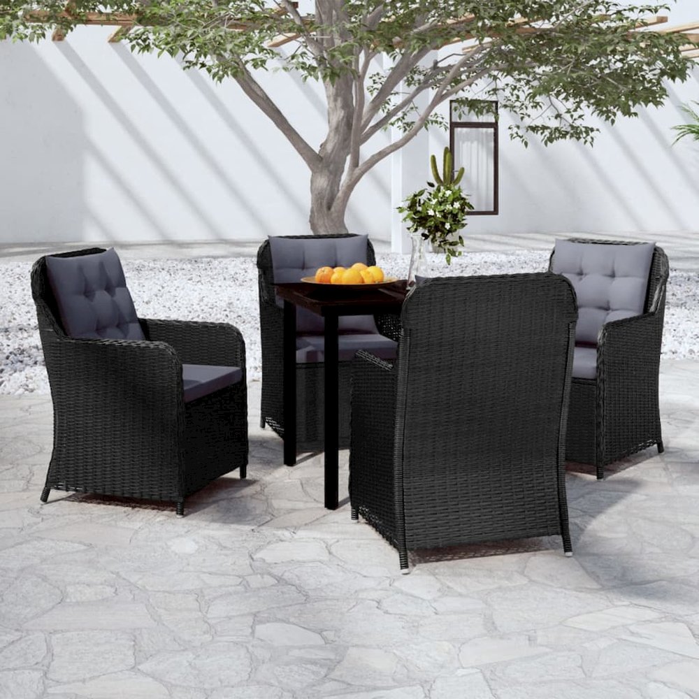 Garden Dining Set Black. Picture 1