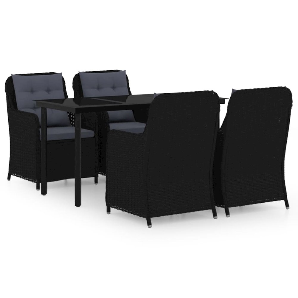 Garden Dining Set Black, Dark Grey. Picture 2