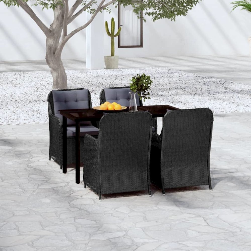 Garden Dining Set Black, Dark Grey. Picture 1