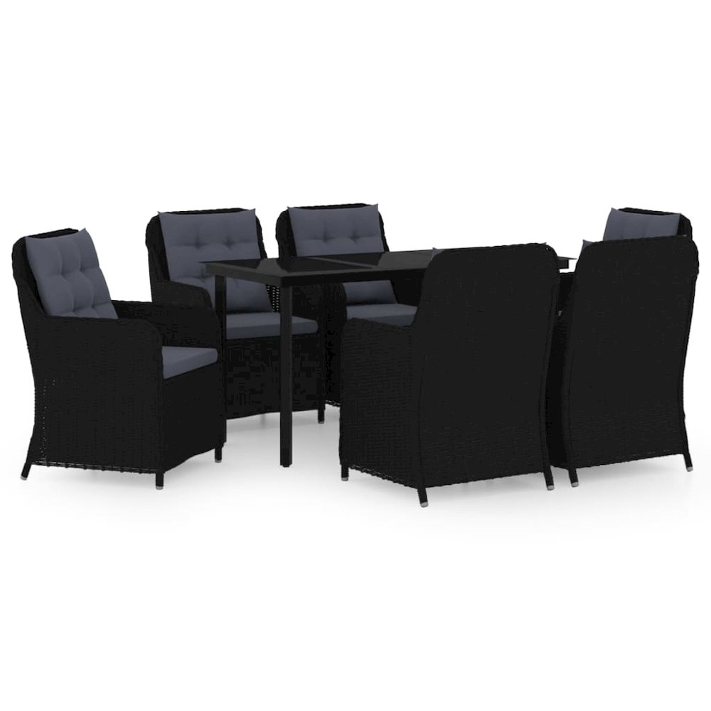 Garden Dining Set Black, Dark Grey. Picture 2