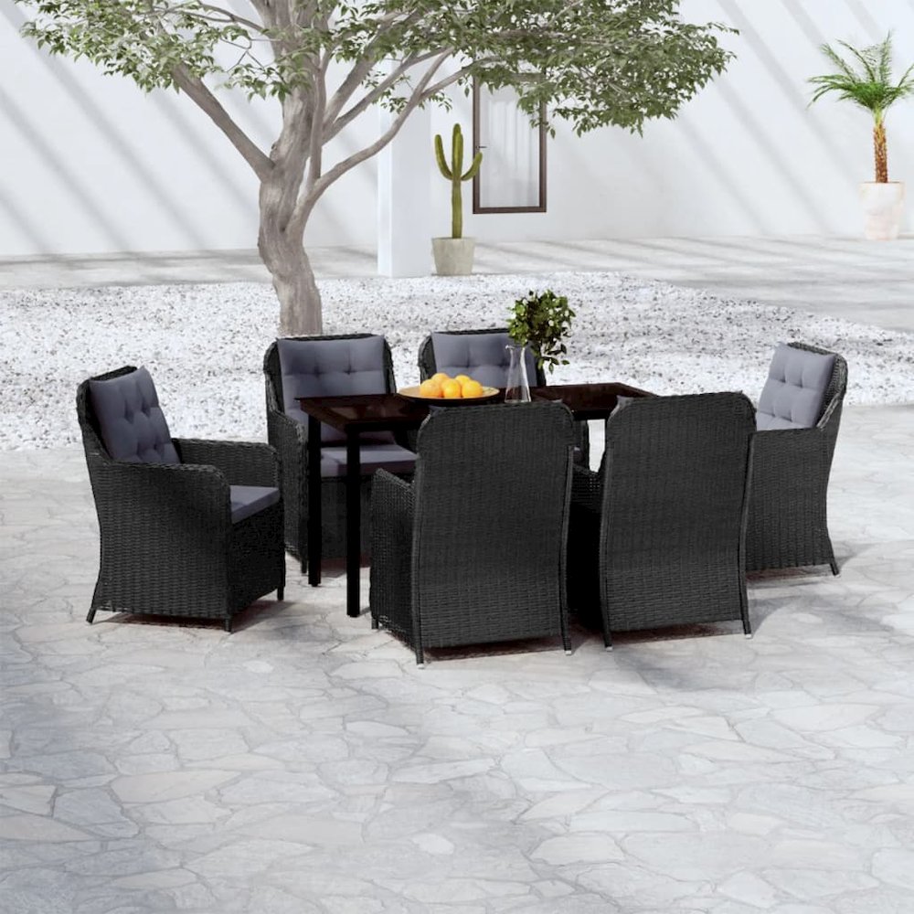 Garden Dining Set Black, Dark Grey. Picture 1