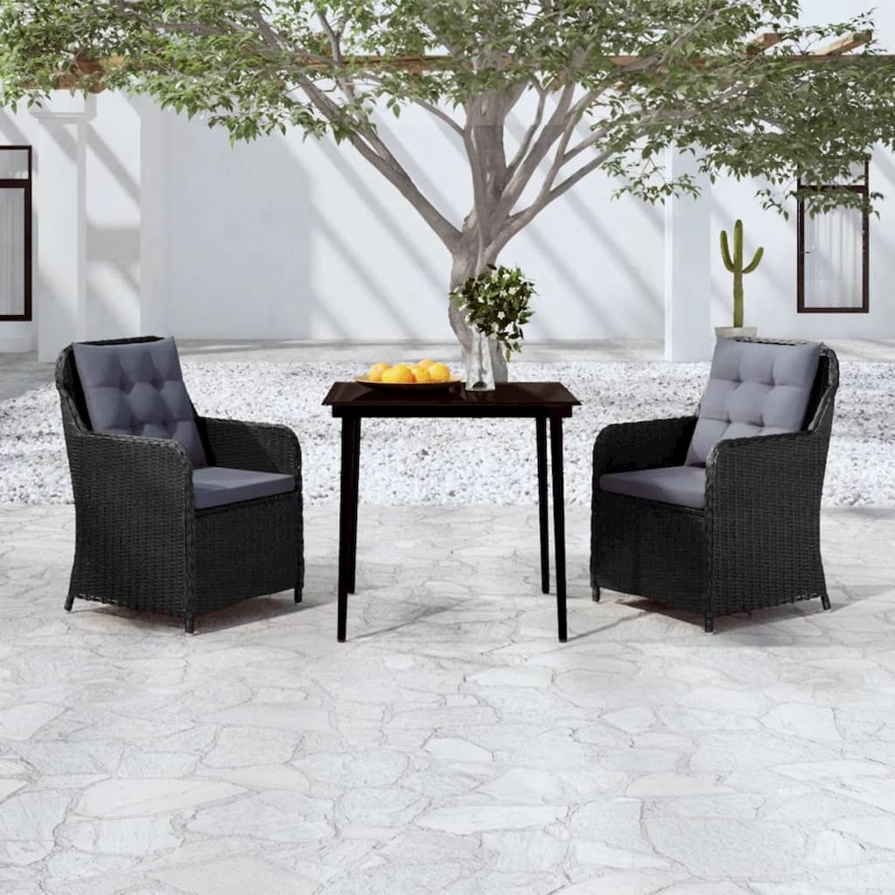Garden Dining Set Black. Picture 1