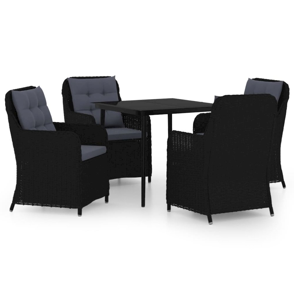 Garden Dining Set Black. Picture 2