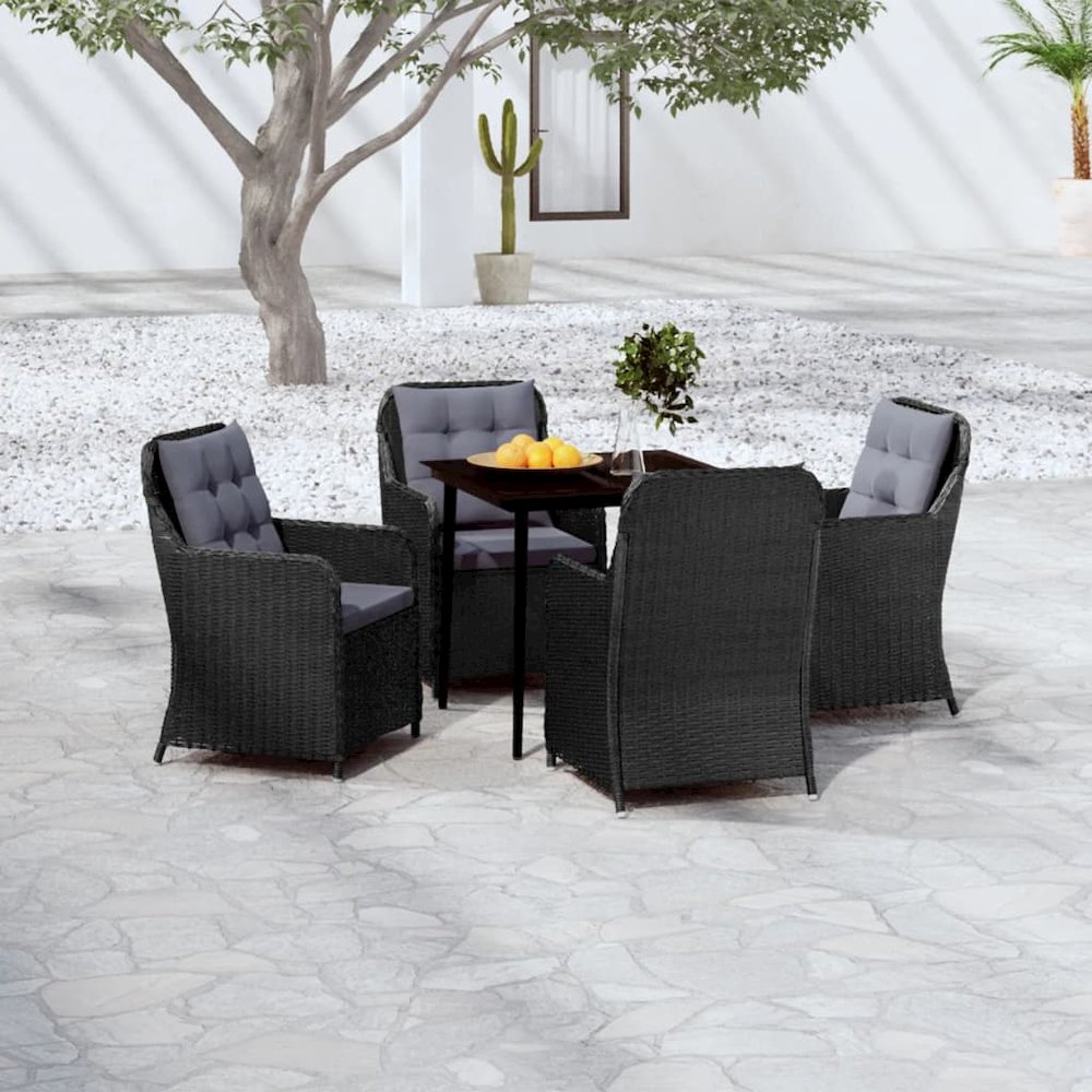 Garden Dining Set Black. Picture 1