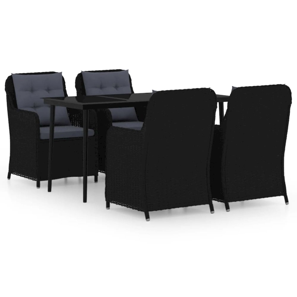 Garden Dining Set Black Powder-coated steel 5 Piece Set. Picture 2