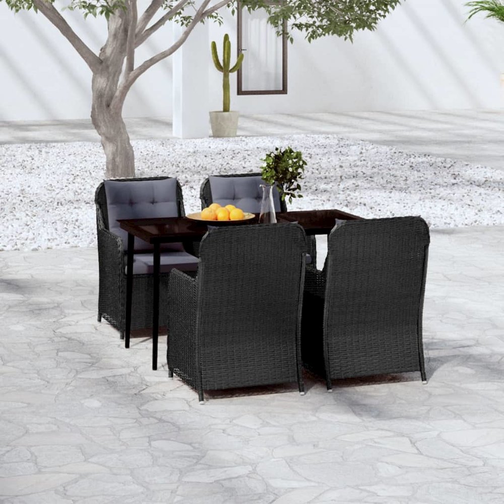 Garden Dining Set Black Powder-coated steel 5 Piece Set. Picture 1