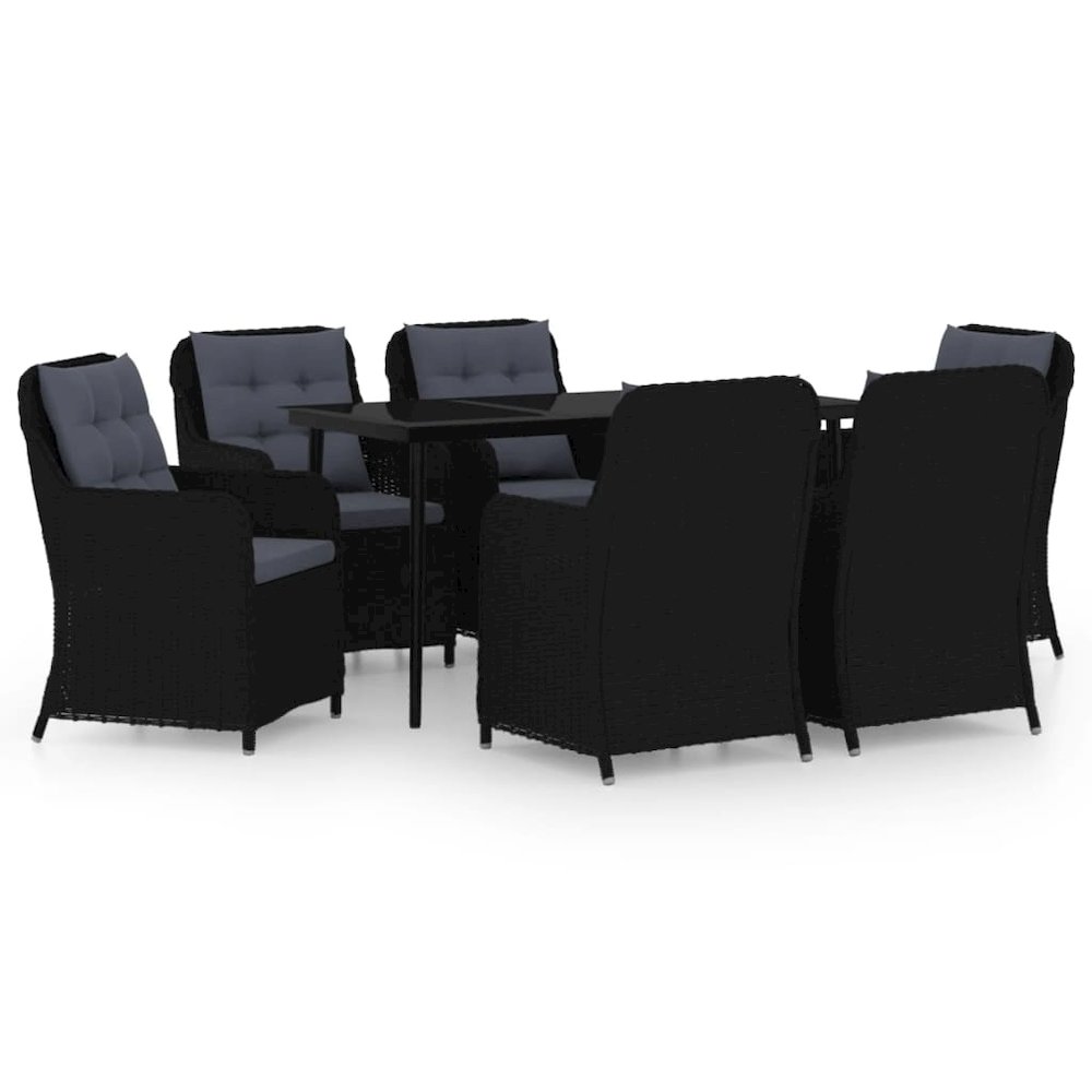 Garden Dining Set Black, Dark Grey. Picture 2