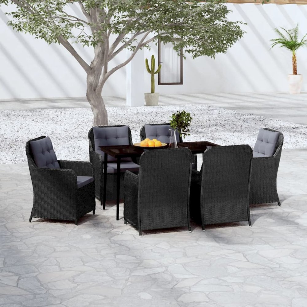 Garden Dining Set Black, Dark Grey. Picture 1