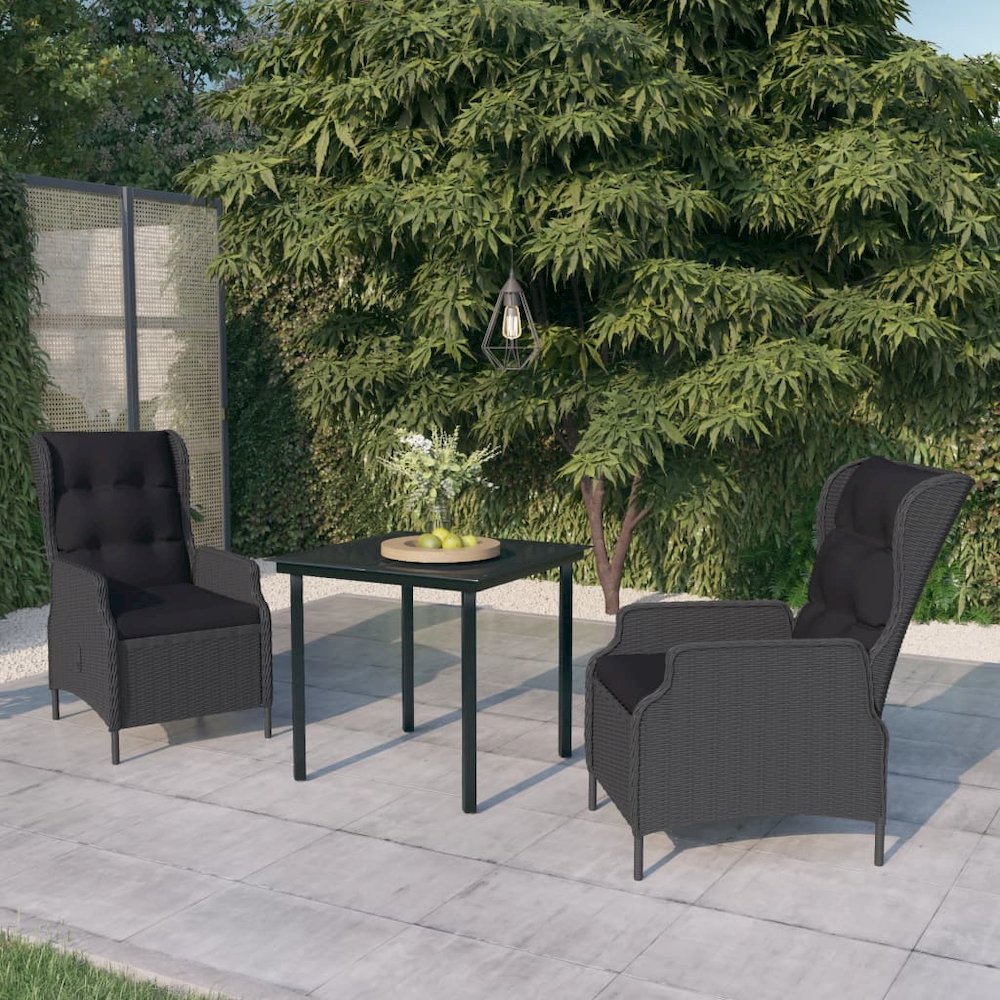 Garden Dining Set Dark Grey Powder-coated steel Medium. Picture 1