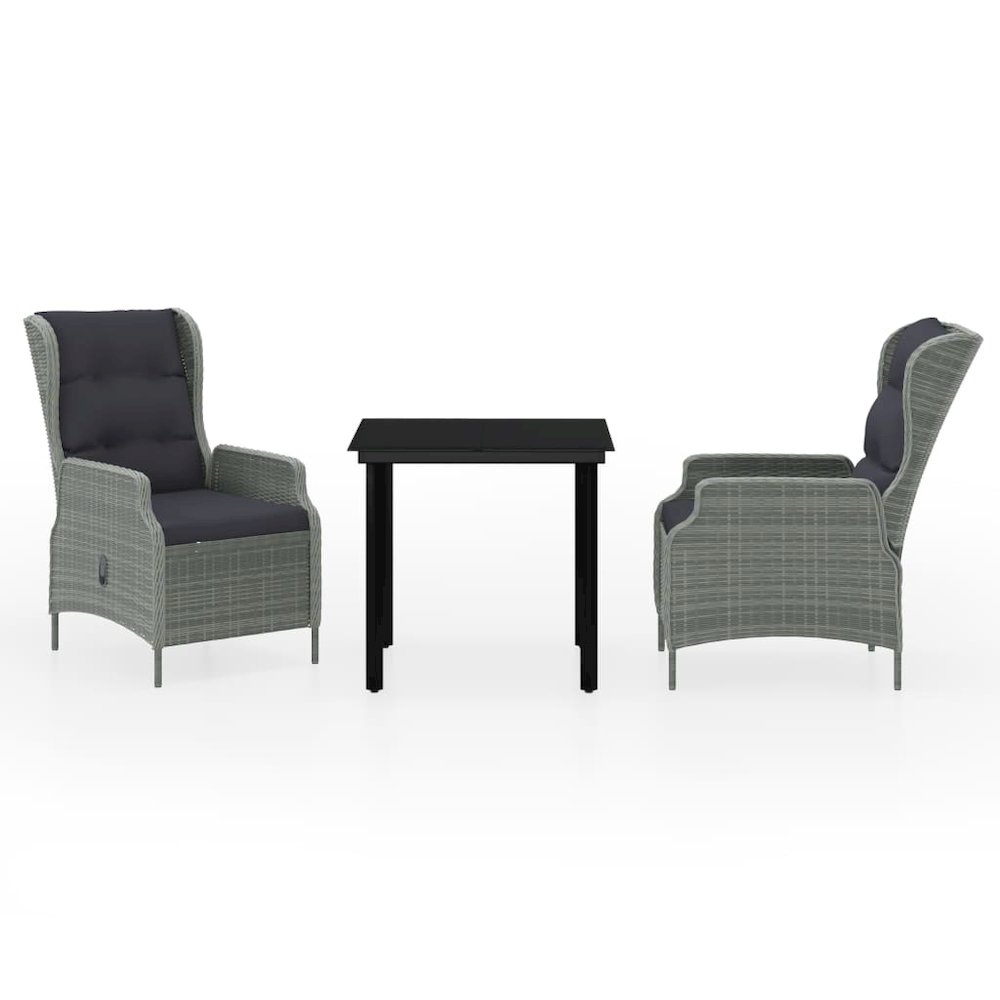 Garden Dining Set Light Gray, Black. Picture 2