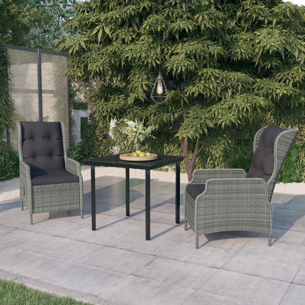 Garden Dining Set Light Gray, Black. Picture 1