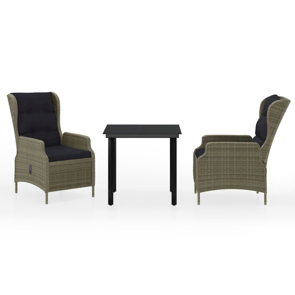 Garden Dining Set Brown Powder-coated steel 3 piece set. Picture 2