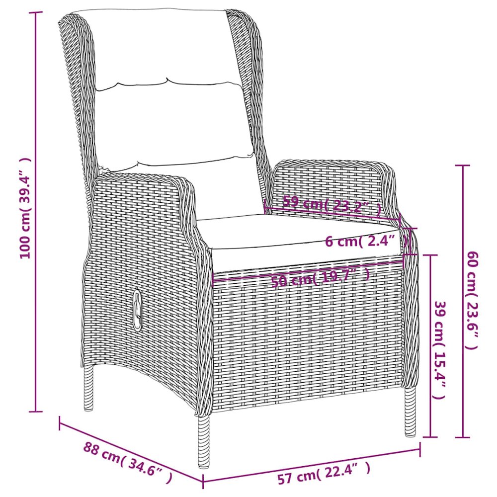 Garden Dining Set Brown Powder-coated steel 3 piece set. Picture 7