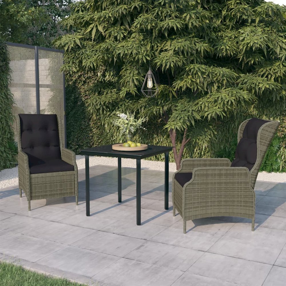 Garden Dining Set Brown Powder-coated steel 3 piece set. Picture 1