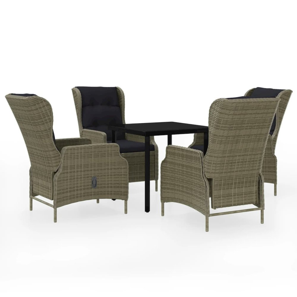 Garden Dining Set Brown PE Rattan, Powder-coated steel, Glass. Picture 2
