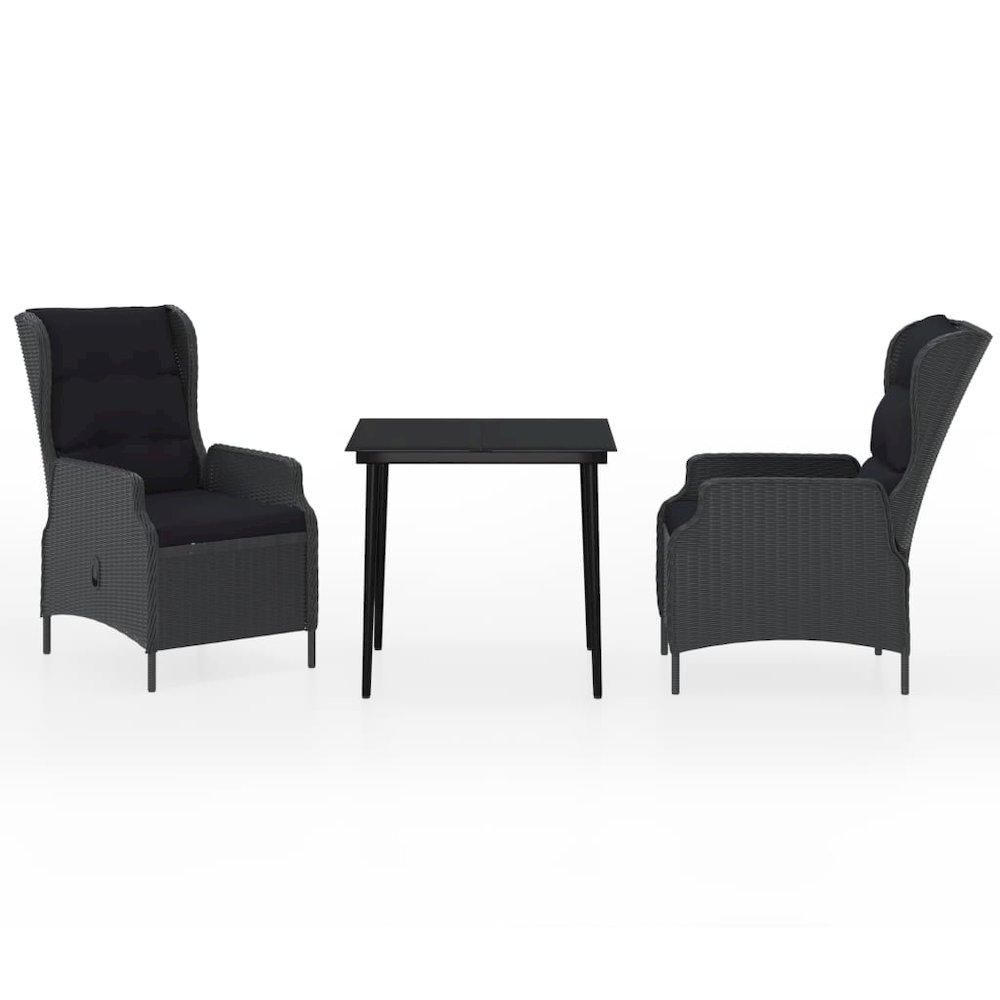 Garden Dining Set Dark Grey Powder-Coated Steel Compact. Picture 2