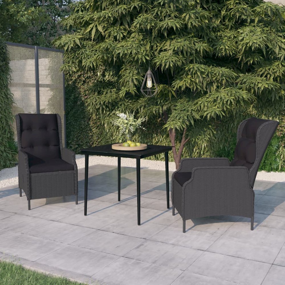 Garden Dining Set Dark Grey Powder-Coated Steel Compact. Picture 1
