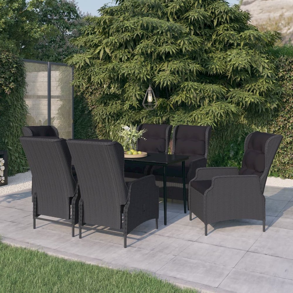 Garden Dining Set Dark Grey, Black. Picture 1