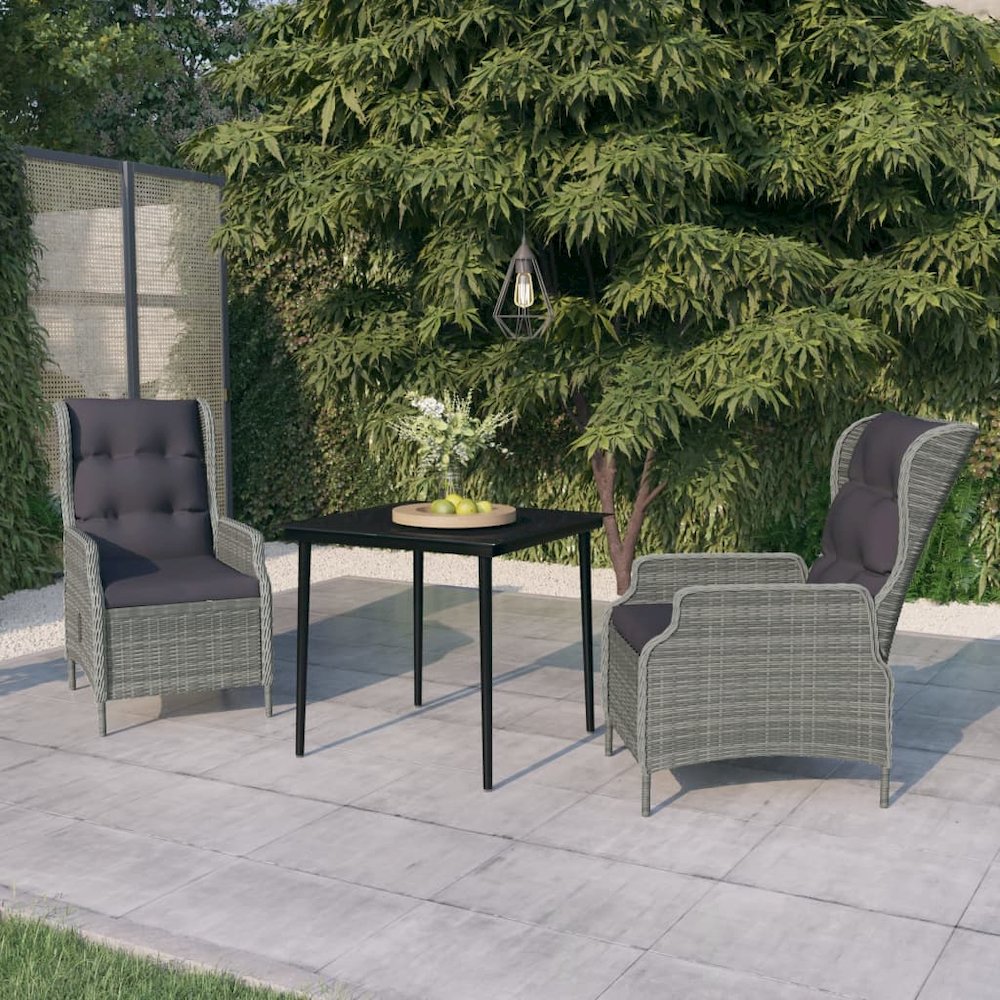 Garden Dining Set Light Grey Powder-coated steel. Picture 1