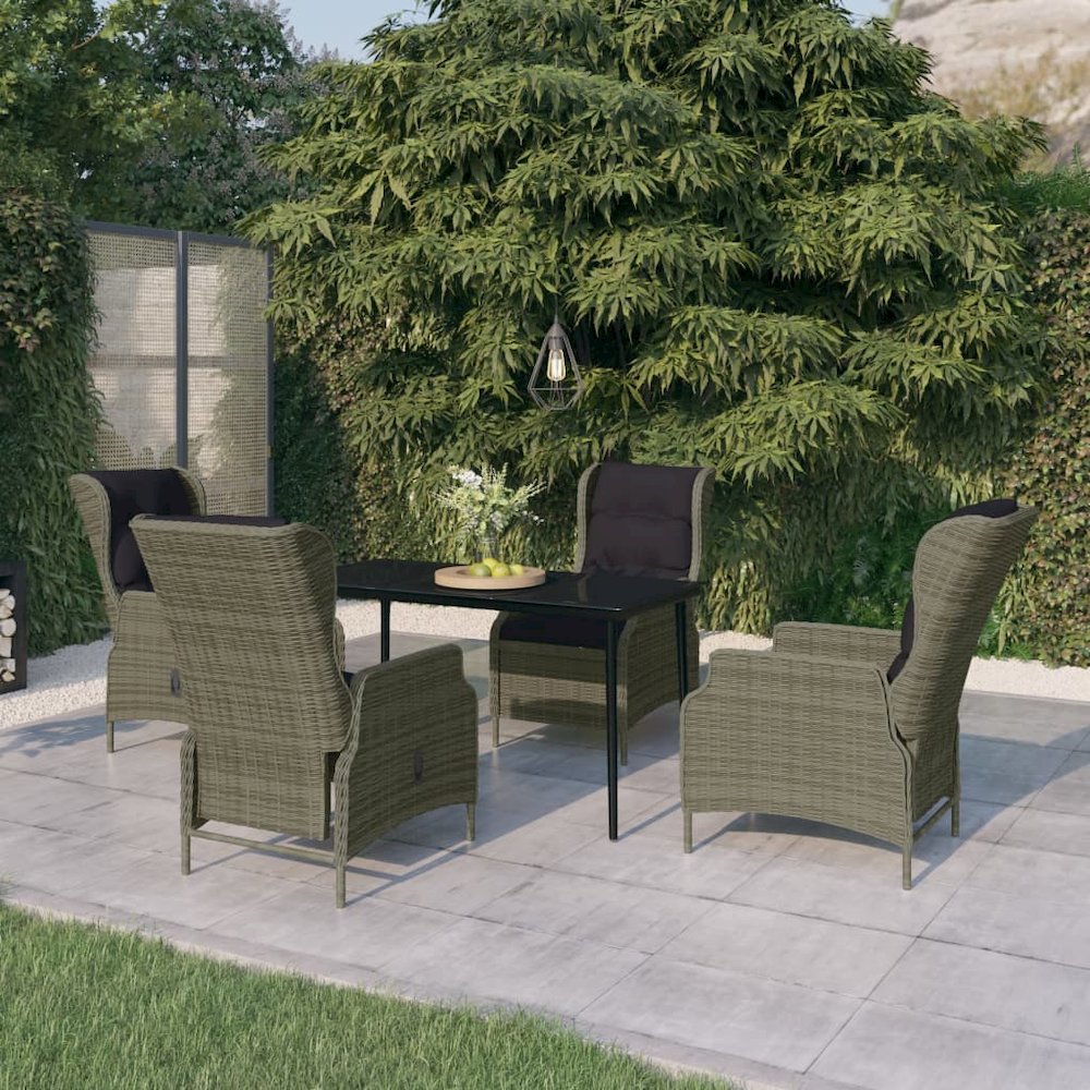 Garden Dining Set Brown PE Rattan Medium Garden Dining Set. Picture 1